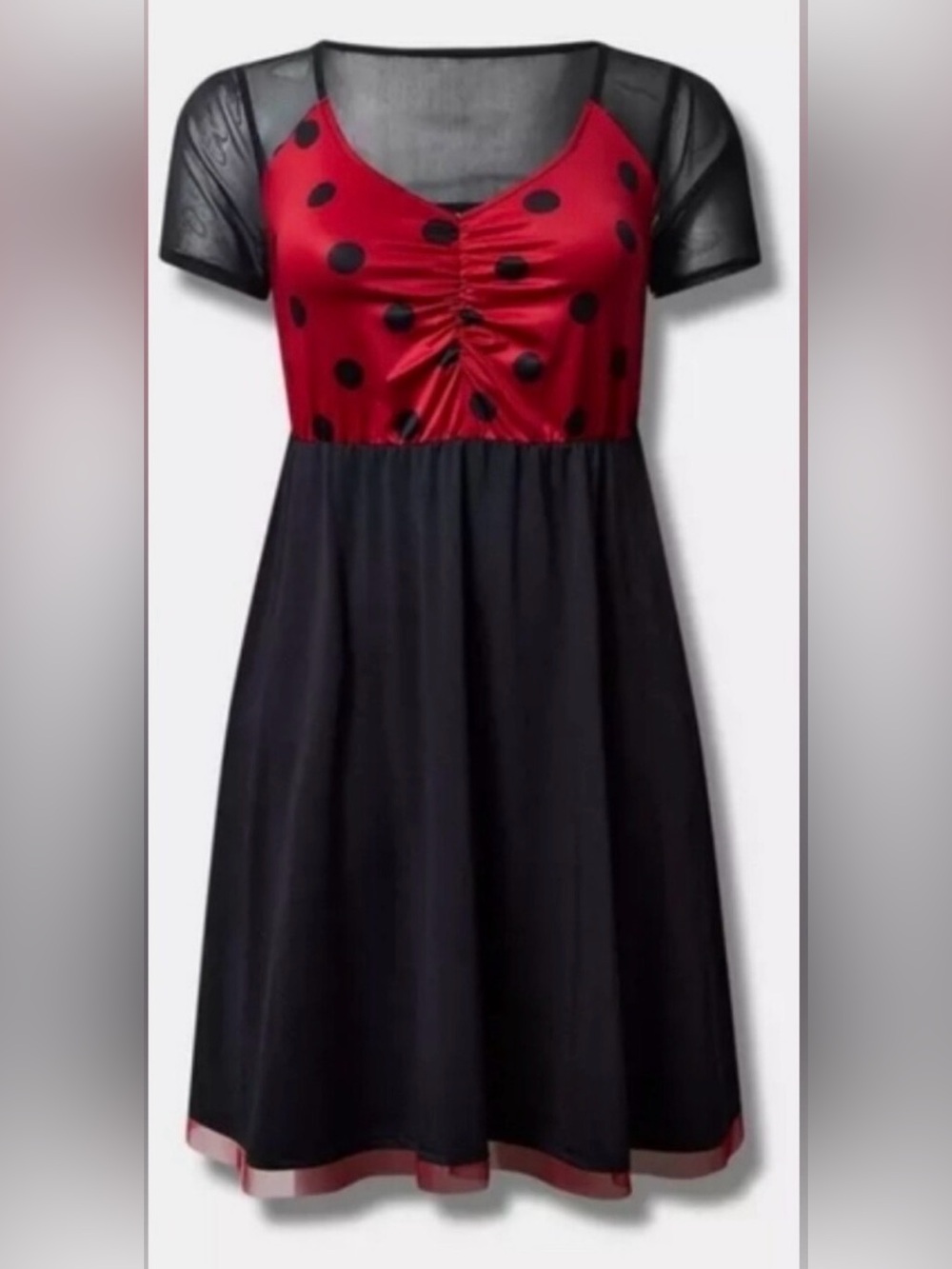 TORRID Red and Black Lady Bug Polka Dot Dress